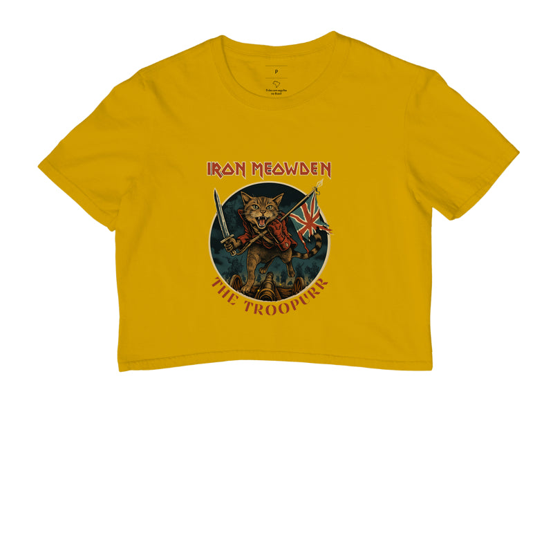 Camiseta Cropped Rock Gato Guerreiro Iron Meowden