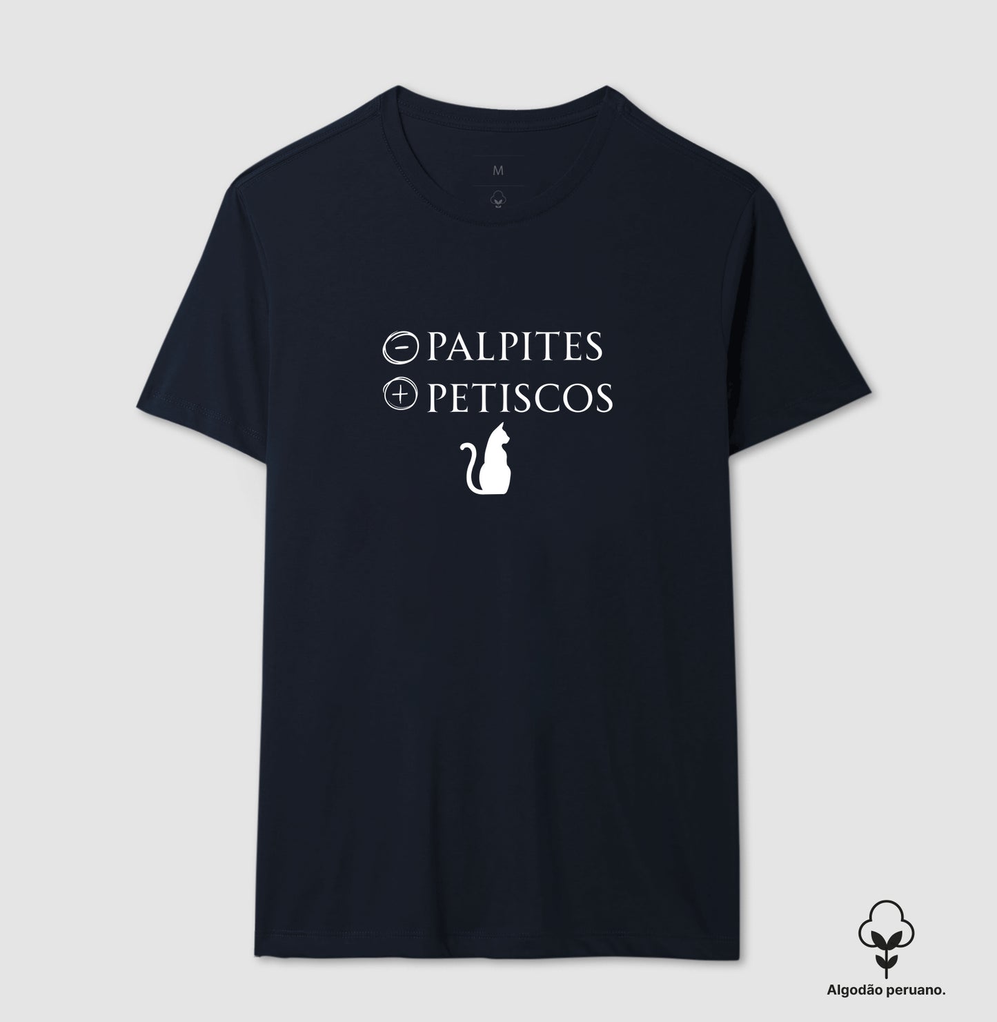 Camiseta Gato Menos Palpites Mais Petiscos em Algodão Peruano