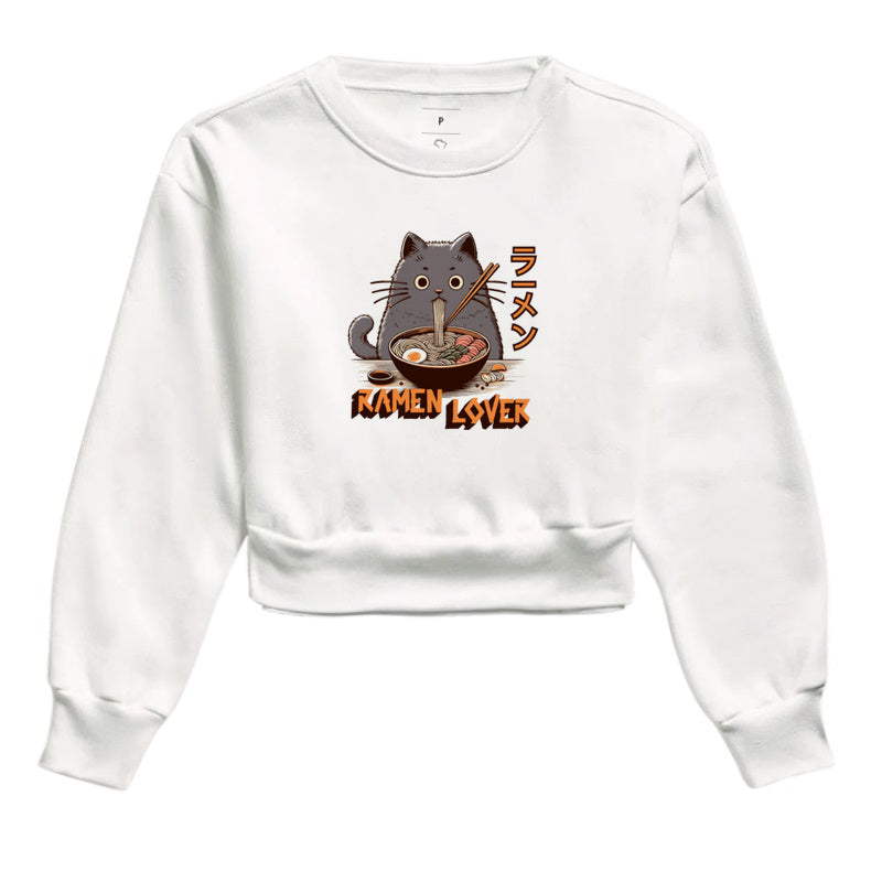 Moletom Cropped Ramen Lover Gato – Geek e Confortável
