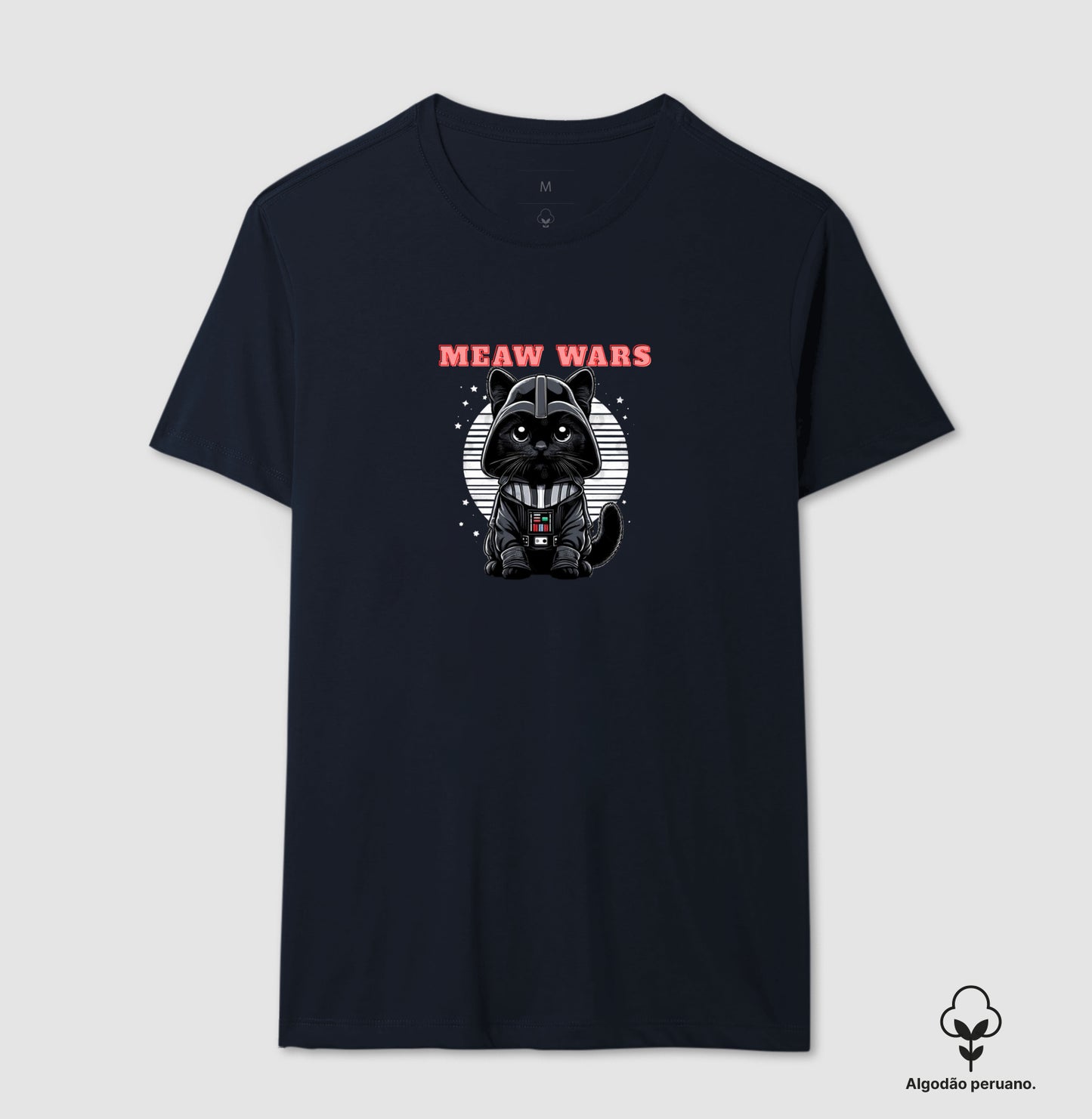 Camiseta Meaw Wars Gato Sith Geek em Algodão Peruano