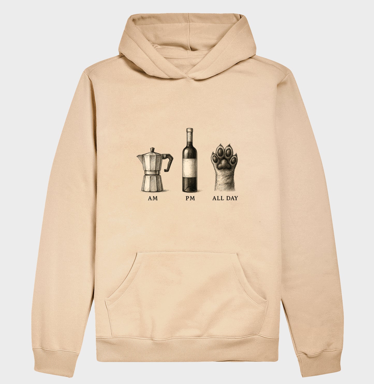 Moletom All Day Café Vinho e Pets com Capuz