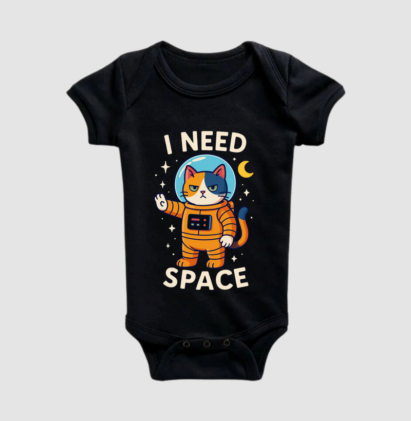 Body BebĂȘ I Need Space Gato Astronauta Preto