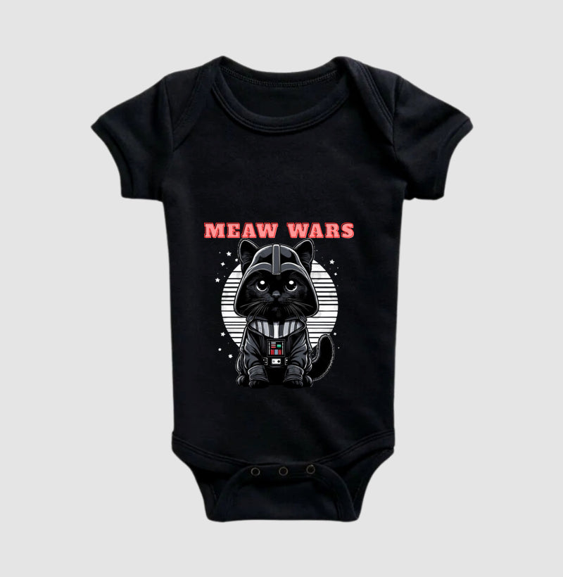 Body Meaw Wars Gatinho Preto Geek Infantil