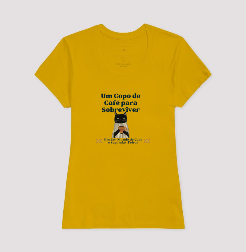 Camiseta Gato , Café e Segundas-Feiras