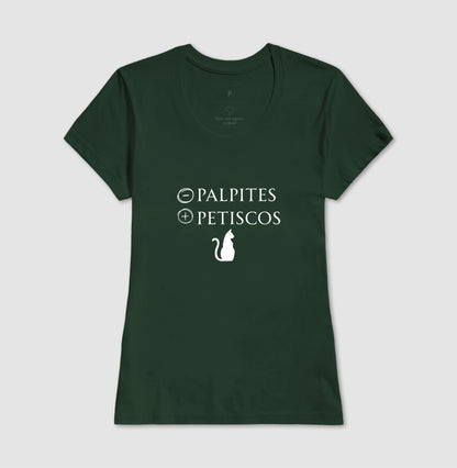 Camiseta Gato Menos Palpites Mais Petiscos Minimalista