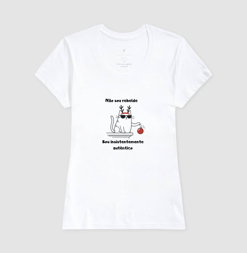 Camiseta Gato Autêntico – Não Sou Rebelde