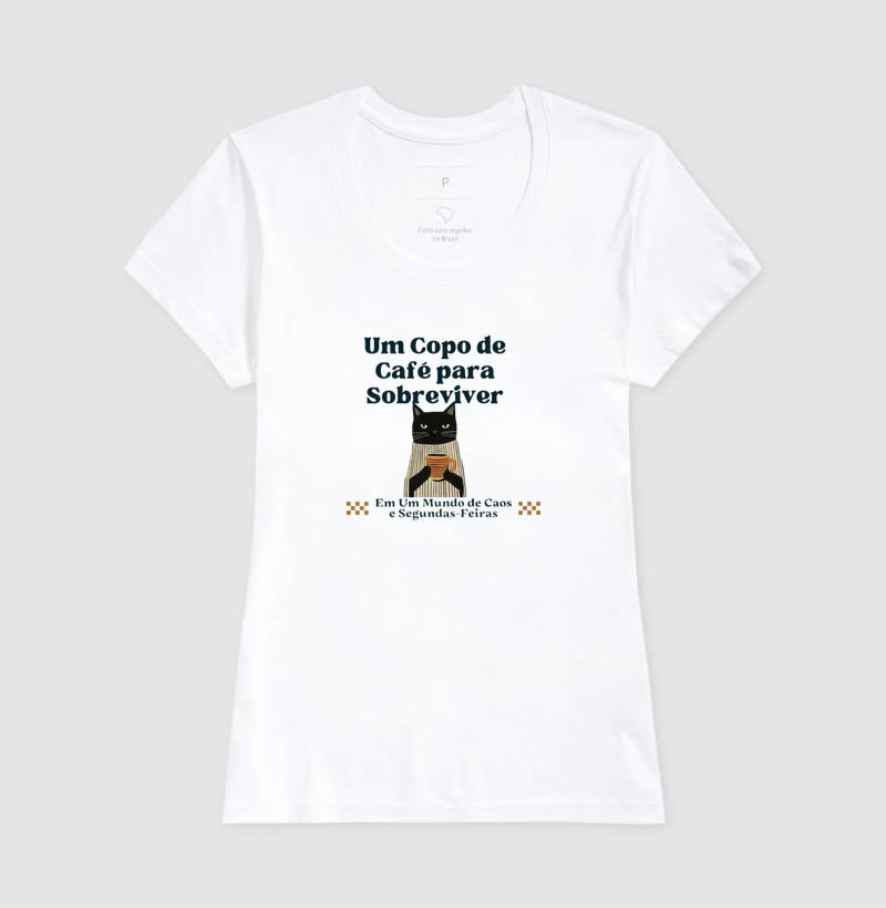 Camiseta Gato , Café e Segundas-Feiras