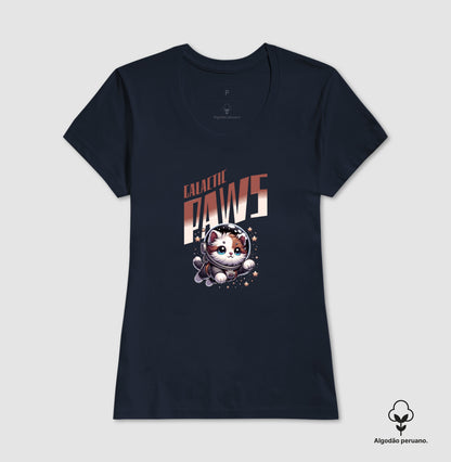 Camiseta Galactic Paws Gato Astronauta em Algodão Peruano