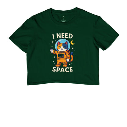 Camiseta Cropped I Need Space Gato Astronauta