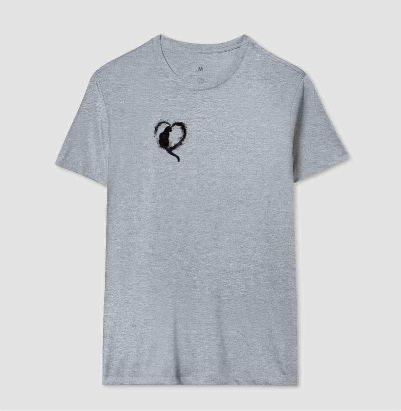 Camiseta Love Cats Coração Felino Minimalista