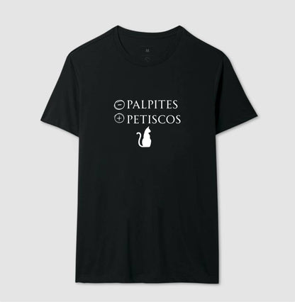 Camiseta Gato Menos Palpites Mais Petiscos Minimalista