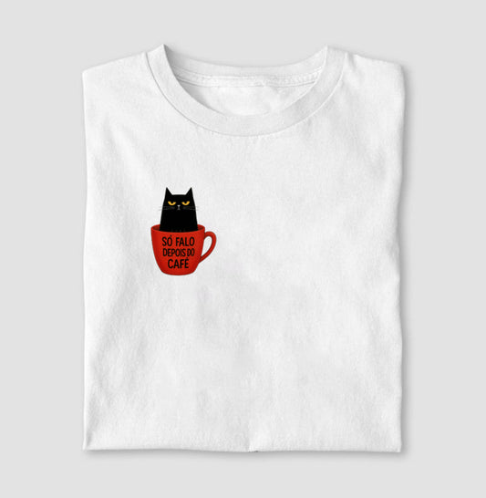 Camiseta Só Falo Depois do Café Gato Preto