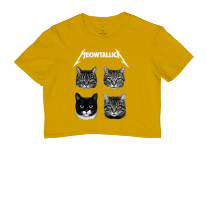 Cropped Meowtallica Gatinho Rock 100% Algodão