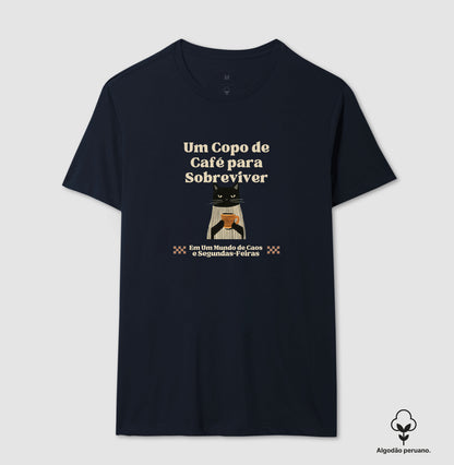Camiseta Algodão Peruano Gato, Café e Segundas Feiras