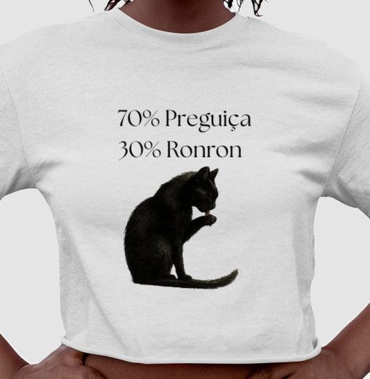 Cropped Vida de Gato 70% Preguiça 30% Ronron