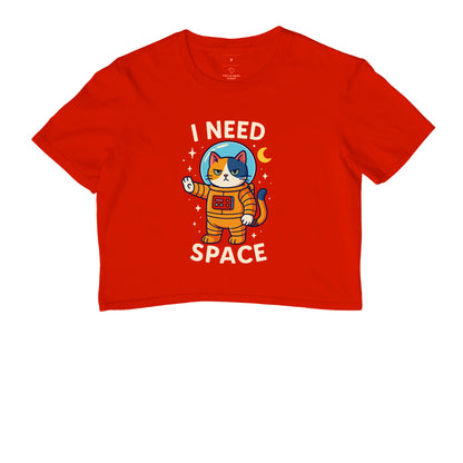 Camiseta Cropped I Need Space Gato Astronauta