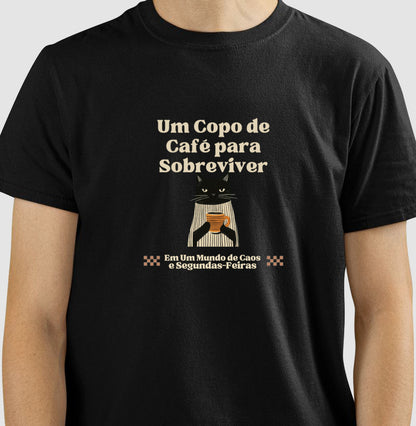 Camiseta Divertida Gato, café e segundas-feiras