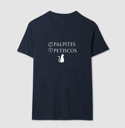 Camiseta Gato Menos Palpites Mais Petiscos Minimalista