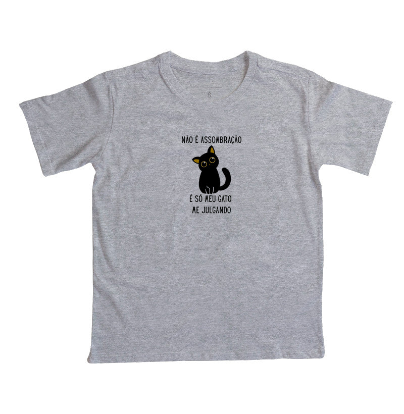 Camiseta Gatinho Julgador Gato Preto em Algodão