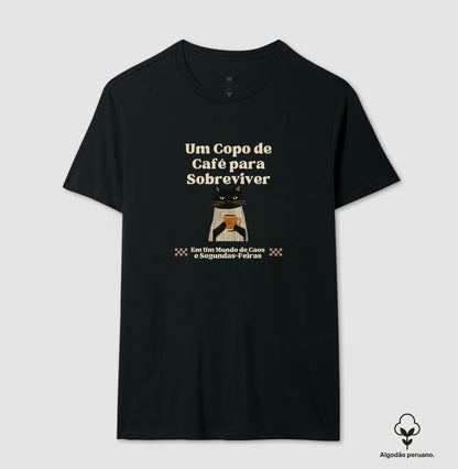 Camiseta Algodão Peruano Gato, Café e Segundas Feiras