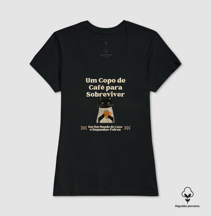 Camiseta Algodão Peruano Gato, Café e Segundas Feiras