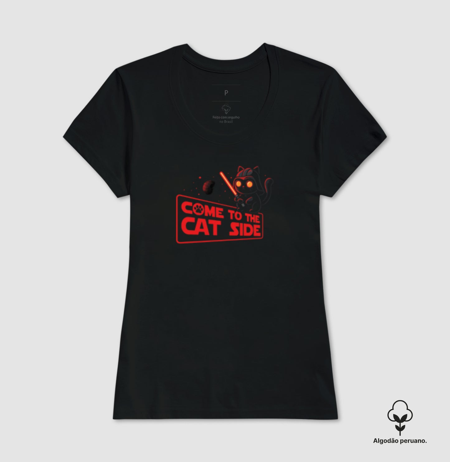 Camiseta Geek Come to the Cat Side em Algodão Peruano