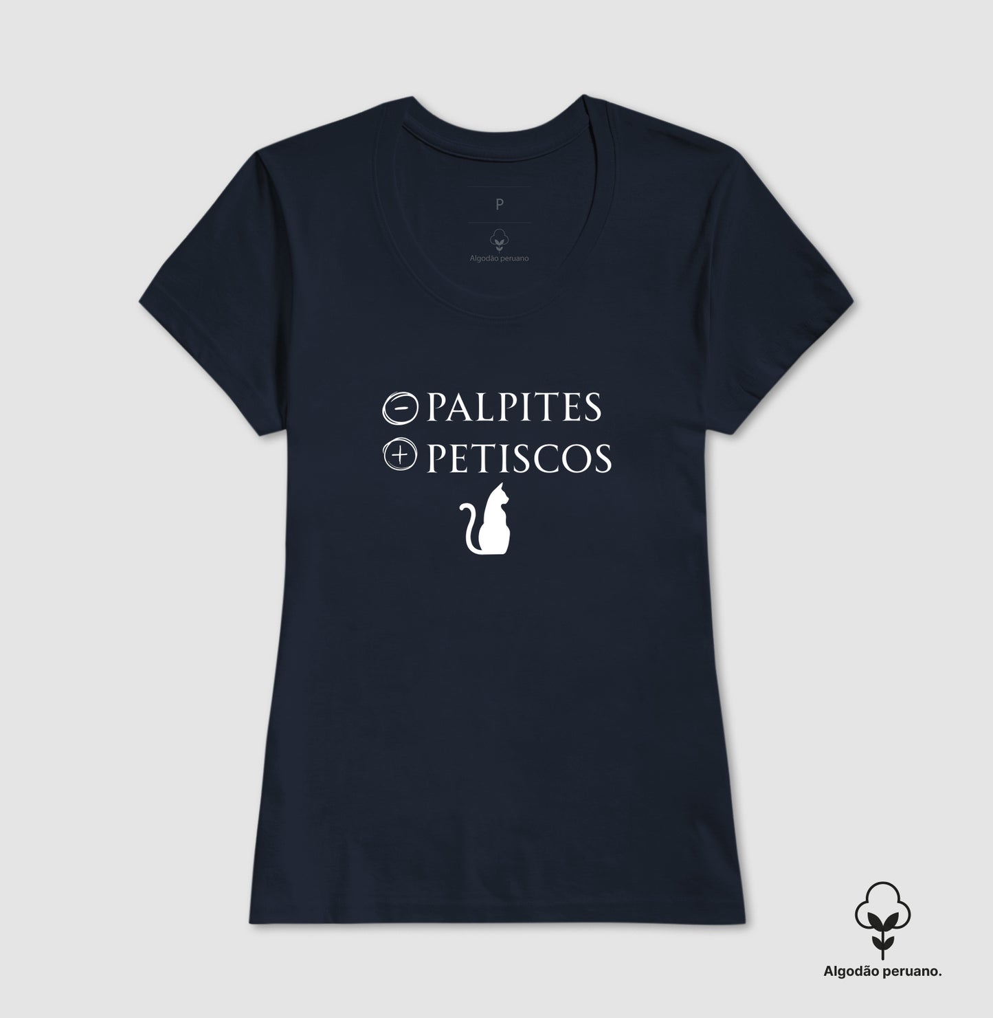 Camiseta Gato Menos Palpites Mais Petiscos em Algodão Peruano