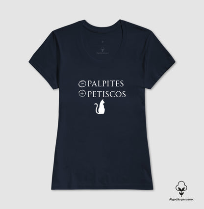 Camiseta Gato Menos Palpites Mais Petiscos em Algodão Peruano