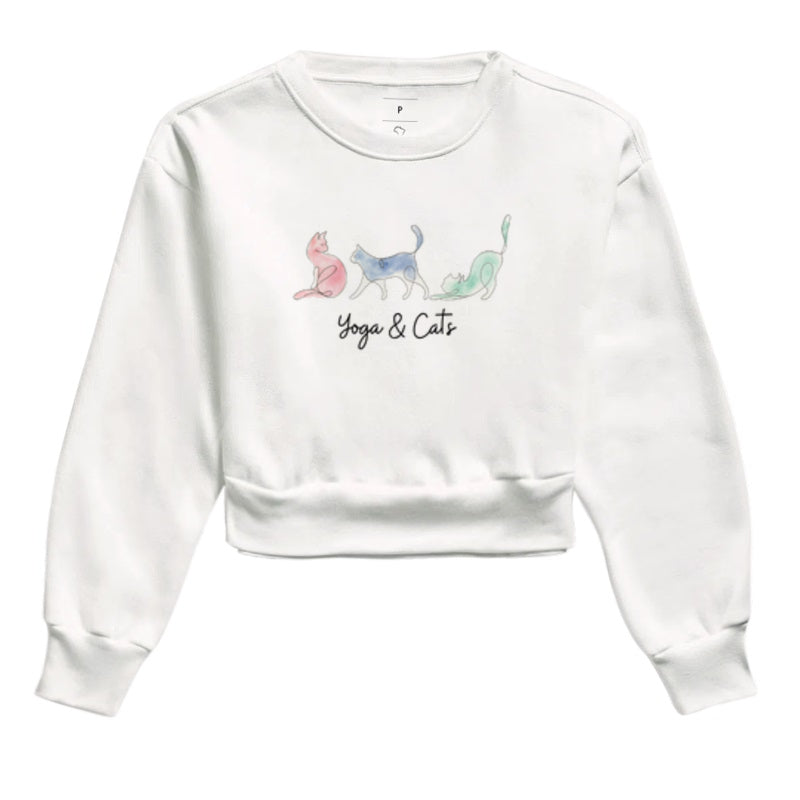Moletom Cropped Yoga & Cats em Algodão