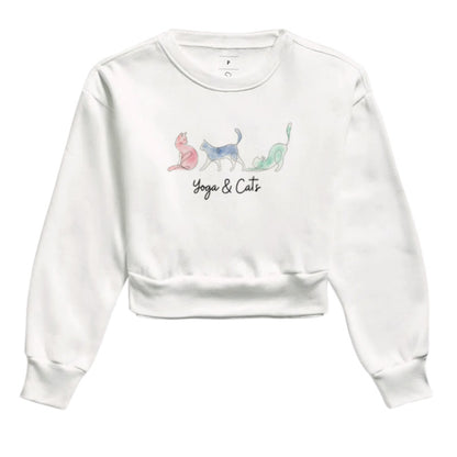 Moletom Cropped Yoga & Cats em Algodão