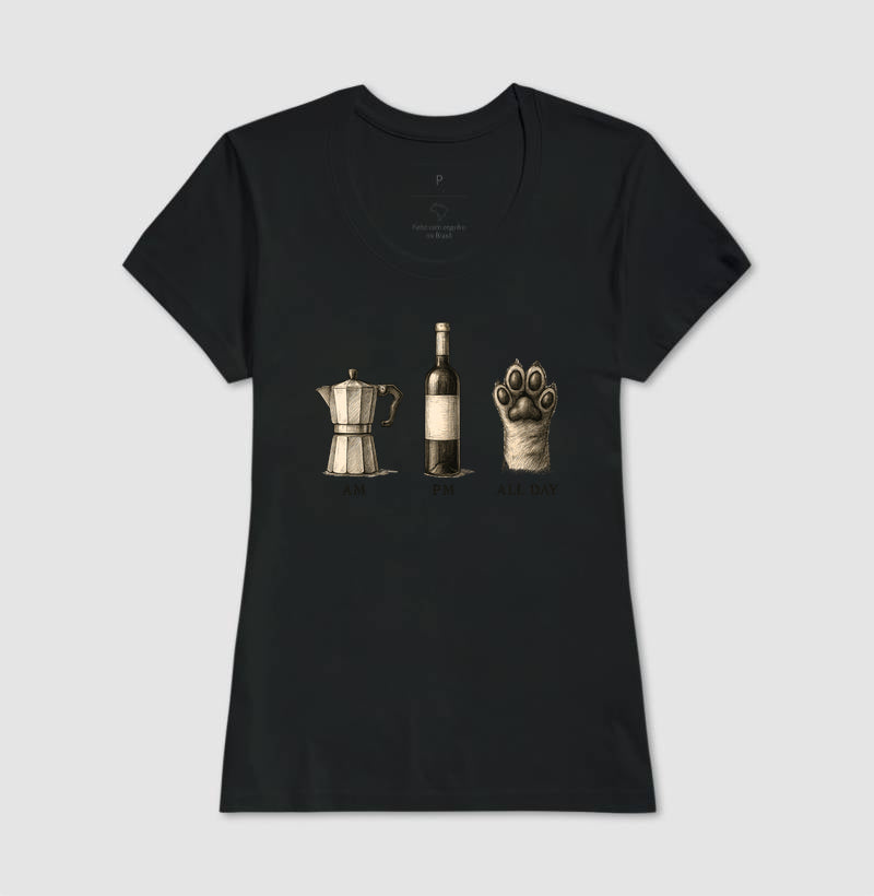 Camiseta Café Vinho e Pet All Day Retrô Lifestyle