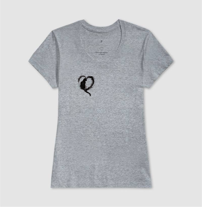 Camiseta Love Cats Coração Felino Minimalista