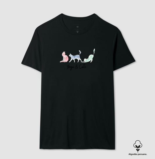 Camiseta Yoga & Cats em Algodão Peruano