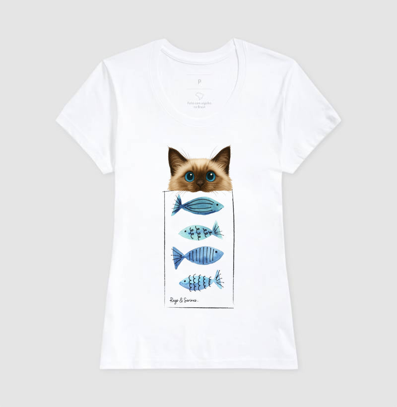 Camiseta Gato Ragdoll & Sardinhas em Algodão 100% – Infantil ao G4
