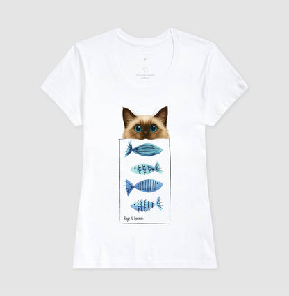 Camiseta Gato Ragdoll & Sardinhas em Algodão 100% – Infantil ao G4