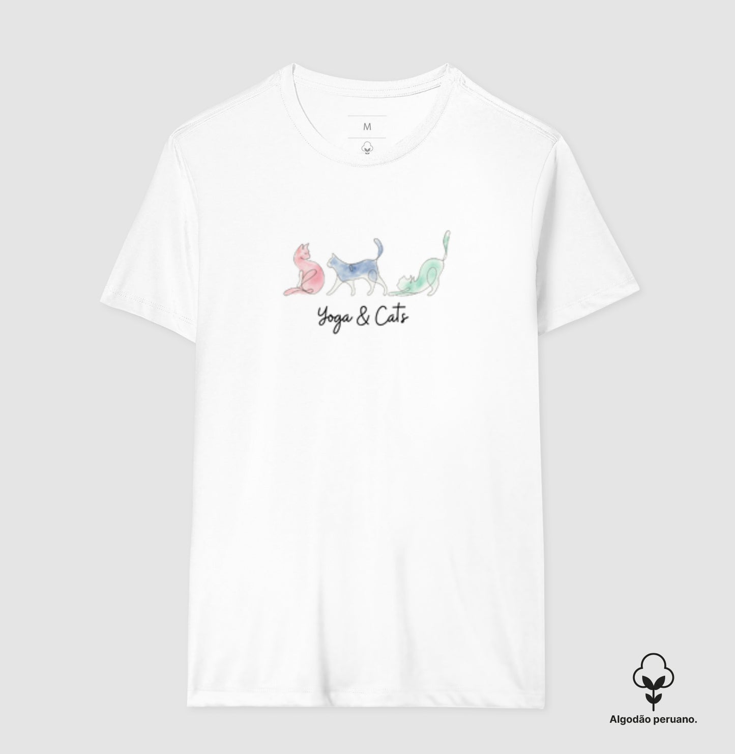 Camiseta Yoga & Cats em Algodão Peruano