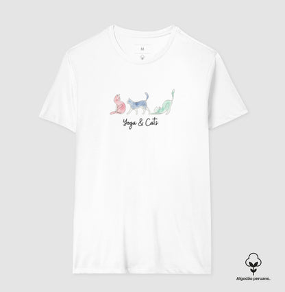 Camiseta Yoga & Cats em Algodão Peruano
