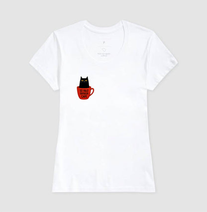 Camiseta Só Falo Depois do Café Gato Preto