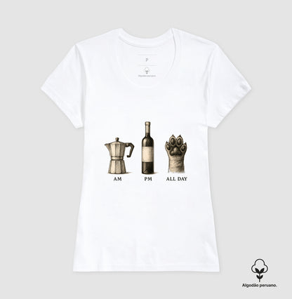 Camiseta All Day Café, Vinho e Pet em Algodão Peruano Premium