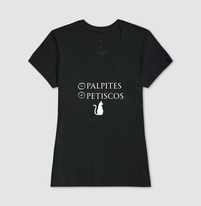 Camiseta Gato Menos Palpites Mais Petiscos Minimalista
