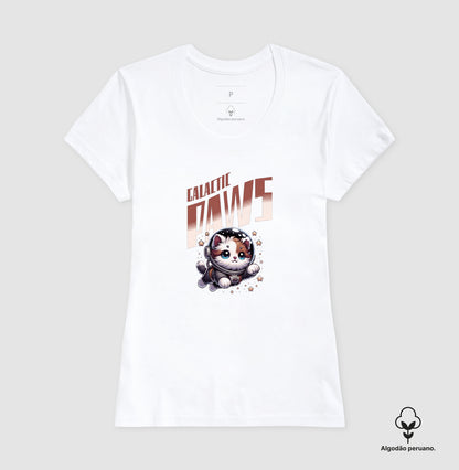 Camiseta Galactic Paws Gato Astronauta em Algodão Peruano