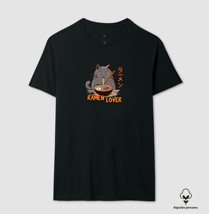 Camiseta Ramen Lover Gato – Algodão Premium