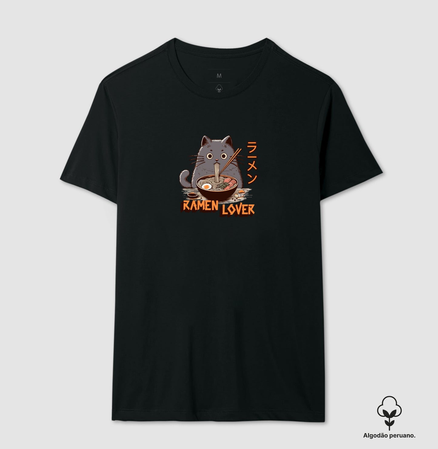 Camiseta Ramen Lover Gato – Algodão Premium