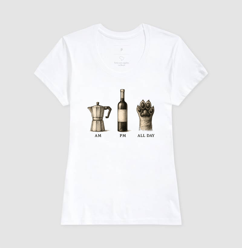 Camiseta Café Vinho e Pet All Day Retrô Lifestyle