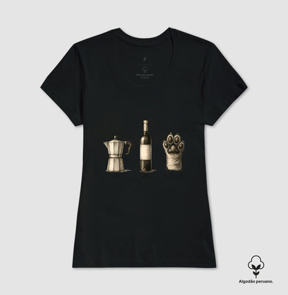 Camiseta All Day Café, Vinho e Pet em Algodão Peruano Premium