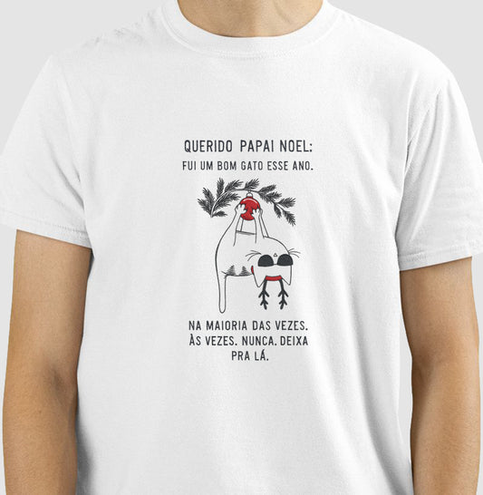 Camiseta Natal Gato Arteiro – Querido Papai Noel