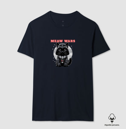 Camiseta Meaw Wars Gato Sith Geek em Algodão Peruano