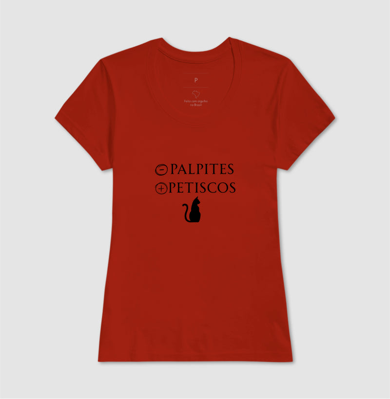 Camiseta Unissex Gato Menos Palpites Mais Petiscos