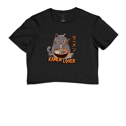 Cropped Ramen Lover Gato – Camiseta Geek em Algodão