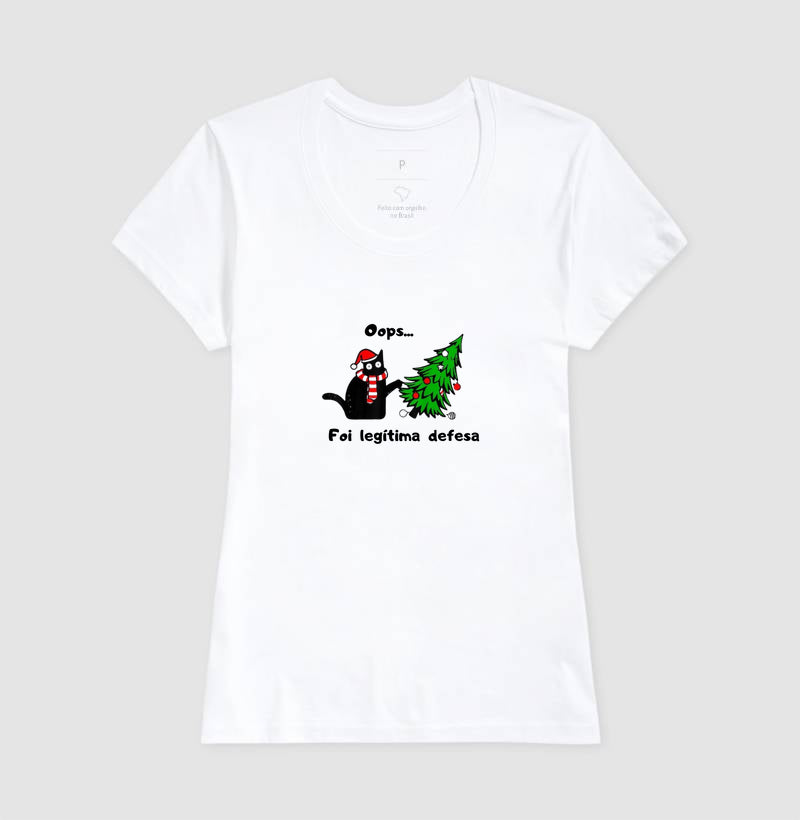 Camiseta Gato de Natal – Foi Legítima Defesa